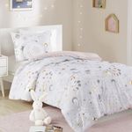 Mi Zone Kids Twin Comforter Set, Celestial Metallic Comforter Set Starry Sky, Moon & Sun Comforters, All Seasons Lightweight & Fluffy Comforter Bed Set, 1 Sham, Celia, Twin, Blush/Gold 3 Piece