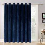 Victree Room Divider Curtain for Bedroom, Wide Velvet Curtains for Sliding Glass Door, Grommet Screens Privacy Curtain Panel for Living Room, 1 Panel, 9ft Wide x 8ft Tall, Navy