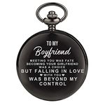 Personalized Pocket Watch with Chain, Steel Pocket Watch with Removable Chain, to Boyfriend Birth Day Christmas Valentines Day Unique Gifts (to My Boyfriend)