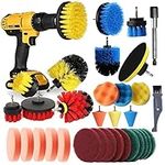 I clean Drill Brush Attachments Sets Scrub Pads, 33 Pieces Power Drill Scrub Brush Attachments Cleaning Kits Cordless Drill for Cleaning Pool Tile, Sinks, Bathtub, Brick, Ceramic