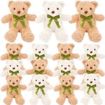 15 Pack Bear Stuffed Animal 10 Inch Small Plush Bear Toy Cute Soft Plush Stuffed Bears Toy with Bow Tie for Birthday Christmas Baby Shower Valentine's Day Graduation Party Gift