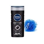 NIVEA Men Active Clean Shower Gel, 250ml With Free Loofah