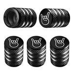 Tire Valve Stem Cap Cover - (5 Pack) Tire Air Cap Metal with Plastic Liner Corrosion Resistant Leak-Proof Rock and Roll for Car Truck Motorcycle Bike Black