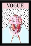 Braj Art Gallery Fashion Poster Model Reading Vogue Magazine on Chair Photo Frame Size 13.5X19.5 Inches