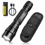 UniqueFire 501F flashlights high lumens Rechargeable with 3 Modes,Real 1000 Lumens Tactical Flashlight Rechargeable zoomable,EDC Flashlight with IPX-65 Waterproof for Daily use,Emergencies (3 Modes)