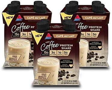 Atkins Café Au Lait Iced Coffee Protein Shake, 15g Protein, Low Glycemic, 3g Net Carb, 1g Sugar, Keto Friendly, 12 Count