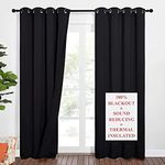 NICETOWN Sound Blocking and Heavy-Duty Space Divider Curtains for Living Room, Lined Insert Noise - Blackout - Thermal Insulation Curtains for Room Divider/Space Solutions (Black, 84 inches Long)