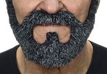 Mustaches Self Adhesive, Novelty, On Bail Fake Beard, False Facial Hair, Salt and Pepper Color