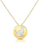 14K Yellow Gold Mother Of Pearl Cat