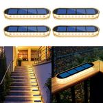 YiLaie Solar Decking Lights, Solar Step Lights, IP68 Waterproof Solar Lights Outdoor Garden for Driveway Walkway Deck Pathway Yard Stair Fence Decoration 4 Pack [Warm White]