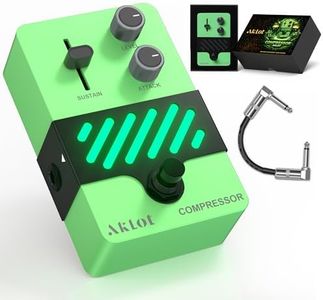 AKLOT Compressor Electric Guitar Pedal: Smooth Studio-Level Compression for Clean Sustain, Dynamic Touch-Responsive Control, Level & Sustain Knobs, Mini Guitar Effect Pedal True Bypass, NEON PulseLock