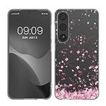 kwmobile Clear Case Compatible with Samsung Galaxy S24 - Phone Case Soft TPU Cover - Cherry Blossoms Pink/Dark Brown/Transparent