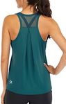 ICTIVE Workout Tops for Women Loose fit Racerback Tank Tops for Women Mesh Backless Muscle Tank Running Tank Tops Workout Tank Tops for Women Yoga Tops Athletic Exercise Gym Tops Dark Green XXL