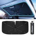 Nmoiss [2024 Upgrade] Sun Shade Umbrella for Car Windshield - [Newest Vinyl Coating] Protect Car from Sun Rays & Heat Damage Keep Cool and Protect Interior, Spring Structure Umbrella Edge Protect Interior, 145-24ZYS