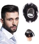 SkyHair 0.03 mm PU Thin Front Australian Hair Patch for Men| 100% Remy Human Hair Wig| Natural Front Hairline Toupee| PREMIUM System | Install with Hair Patch Glue, Tape or Clips| (Natural Indian Black, 9x7)