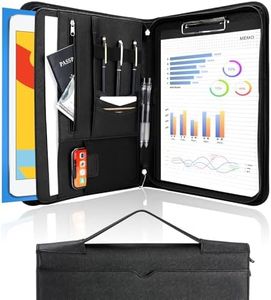 ProCase Portfolio Business Padfolio Folder with Handle and Zipper, Conference Meeting Executive File Legal Document Organizer with Pockets Letter Size A4 Writing Pad Notepad Padfolio -Allblack