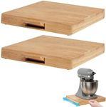 IMPRESA 2 Pack Countertop Appliance Slider -Wooden Sliding Tray for Coffee Maker & Heavy Appliances -Sliding Appliance Tray for Countertop -Large Rolling Appliance Tray -Counter Slider for Appliances