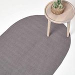 HOMESCAPES Dark Grey Handmade Braided Oval Rug For Bedroom & Living Room Reversible Woven Cotton Small Rug, 50 x 80 cm