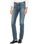 Silver Jeans Co. Women's Suki Mid Rise Straight Leg Jeans, Medium Sandblast, 28W x 30L