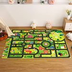 COZYLOOM Large Kids Rug Carpet Playmat for Classroom Educational Rug Car Road and Traffic Game Play Area Rug for Kids Bedroom Nursery Playroom Classroom, 8' x 10', Black