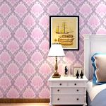 Wolpin Wall Sticker Wallpaper Pink Damask Large Self Adhesive (45 cm x 10m) Decal Living Room Hall Home Interior Decoration, Pink, Botanical