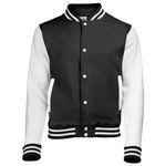 Awdis Kids Unisex Varsity Jacket / Schoolwear (5-6) (Jet Black/White)
