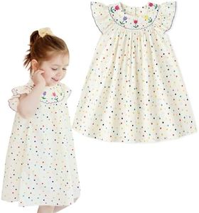 Simplee kids Toddler Girl Dresses Ruffled Sleeves Summer Sundress Dress Bohemian Dress12M-6T