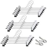 DUOFIRE Pant Hangers 15 Pack Adjustable Width Metal Skirt Hangers with Clips Non-Slip Clothes Hanger Space Saving