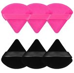 Powder Puff Face Soft Triangle Makeup Puff for Loose Powder Body Powder, Velour Cosmetic Makeup Sponges Blender for Contouring, Under Eyes and Corners, Beauty Makeup Tools, Black and Hot Pink