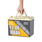 Power Queen 12.8V 100Ah Group 24 Battery, 1280Wh Deep Cycle LiFePO4 Battery with 100A BMS, 15000+ Cycles Higher Energy Density, Rechargeable Battery for RVs, Camping, Marine & Solar Home System