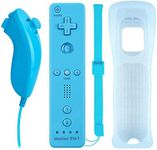 ECRABONE Wii Nunchuck Remote Controller with Motion Plus Compatible with Wii and Wii U Console Wii Remote Controller with Shock Function (Blue)