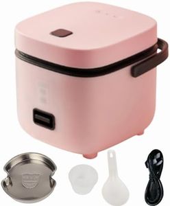 1.2L Mini Rice Cooker Keep Warm Travel Small with Removable Nonstick Pot Steaming Dish Rice Spoon and Measuring Cup (Pink)