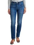 Jag Jeans Women's Petite Ruby Mid Rise Straight Jean, Thorne Blue, 8 Petite