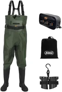 MYDAYS OUTDOOR Fishing Waders for Men/Women with Boots,2-Ply Nylon/PVC Waterproof Fishing Hunting Waders with Boot Hanger (M12)