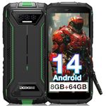 DOOGEE S41T Rugged Phone, Android 14 Rugged Smartphone, 6300mAh, 8GB + 64GB(1TB Expand), 5.5" HD+ Display, 13MP Camera, 4G Dual SIM IP68 Waterproof Mobile Phones, Face ID, NFC - Green