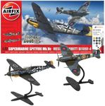Airfix Gift Set - Model Plane Kits - A50194 Supermarine Spitfire Mk.Vc vs Bf109F-4 Dogfight Double Model Building Set, 1:72 Scale Model Kit for Adults & Kids 8+ - Plane Models Military Gifts for Men