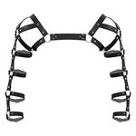 iiniim Mens Gothic Punk Faux Leather Adjustable Arm Caged Body Chest Harness Belt O Rings Clubwear Costume Black One Size