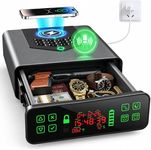 Biometric Smart Gun Safe with Wireless Charging, Voice Unlock Bedside Safe