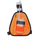 UAYESOK Enlarged Radio Holder Pouch Chest Harness Walkie Talkie Holster Bag Case Front Waist Pack Vest Rig with Nylon Strap for Motorola Baofeng Icom Yaesu Midland President Two Way Radio (Orange)