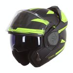 LS2, Advant Modular Flip Front Motorcycle Helmet. ECE 22.06 Certified. Complete With Pinlock and Luxury Camo Backpack Style Carry Bag. REVO MATT BLACK H-V YELLOW - XL