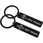 Tall and Short Best friend Matching Keychain Set for Best Friend Friendship Jewelry for Women Men BFF Sister Graduation Gifts Birthday Christmas Gifts Jewelry, 2pcs