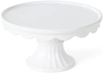 Martha Stewart Patterson 10" x 5.1" White Round Stoneware Cake Stand