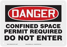 Accuform MCSP122VP Plastic Safety Sign, Legend"Danger CONFINED Space Permit Required DO NOT Enter", 7" Length x 10" Width x 0.055" Thickness, Red/Black on White