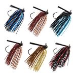 Bass Football Jigs Set- 6pcs Weedless Jig Head Silicone Skirts Weedguard System Fishing Lure Kit for Bass Fishing 1/4oz, 3/8oz