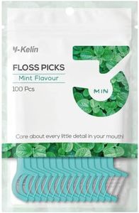 Y-Kelin Lot de 100 cure-dents en fil dentaire, bâtonnet dentaire, cure-dents, cure-dents, cure-dents, nettoyage des dents (menthe, 100 pièces)