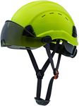 LOHASWORK Safety Hard Hat with Visor - ANSI Z89.1 Approved ABS Adjustable Vented Helmet - 6-Point Suspension,Construction Work Hardhats (A3 Lime Smoked)