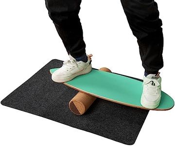 Costway Wooden Balance Board Trainer, Wobble Board w/Roller & Blanket for Skateboard, Hockey, Snowboard & Surf Training to Build Core & Exercise Stability, 3-in-1 Balance Board Kit (Black)