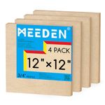 MEEDEN Unfinished Wood Canvas Board: 3/4” Deep 12x12” Wooden Canvas Panel Pack of 4 - Blank Cradled Wood Art Board for Painting