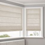 LANTIME Cordless Roman Shades Window Blinds, Elegant Made to Order Light Filtering Sand Beige Fabric Window Roman Shades for Windows, Doors