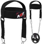 AQF Adjustable Head Harness, Neck Builder Belt Weight Lifting Neoprene Padded Neck Trainer – 30-Inch Long Steel Chain Neck Harness for Resistance Training, Injury Recovery, Muscle Strengthener